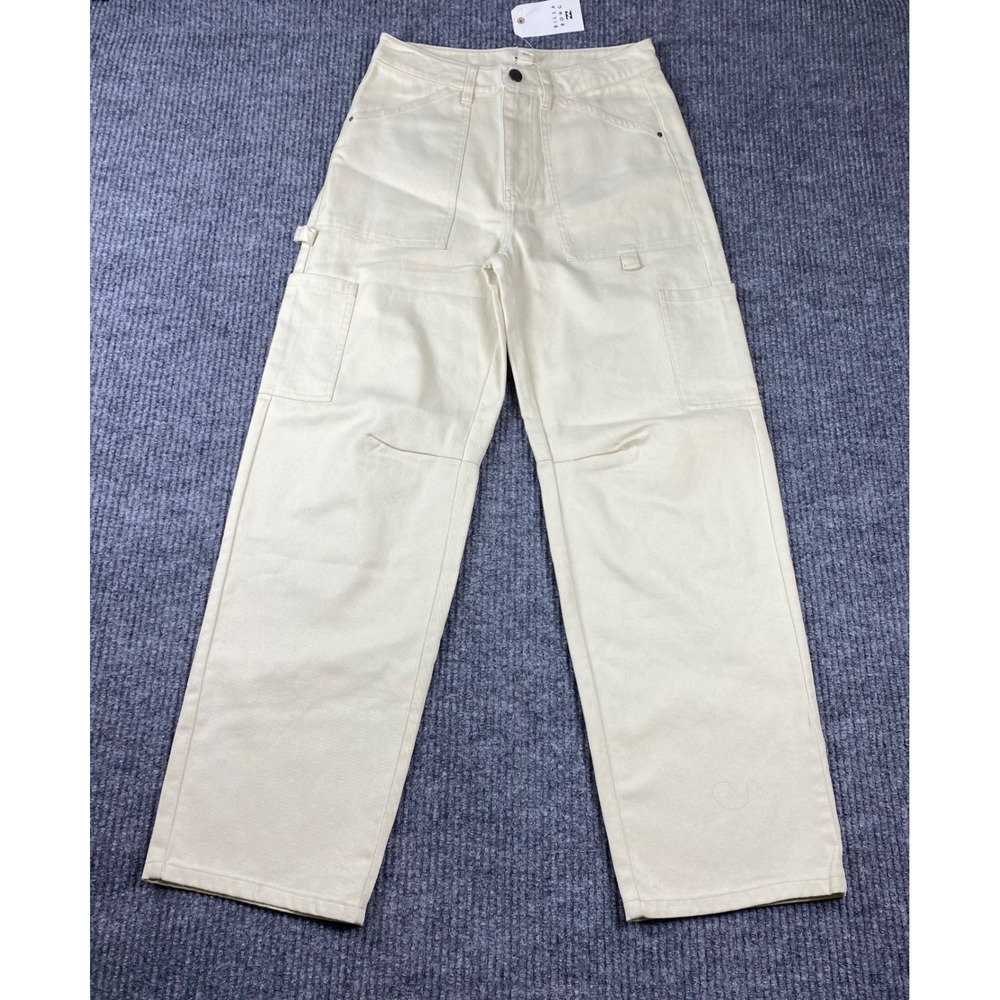 Billabong Leia Pant Womens 25 Cream Denim Carpenter Utility High Rise Streetwear